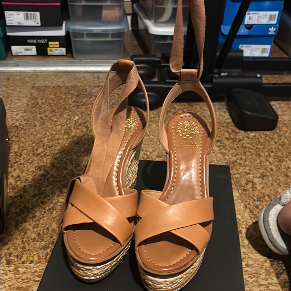 Women's Tan Wedge Sandals Vince Camuto “Pharrah”